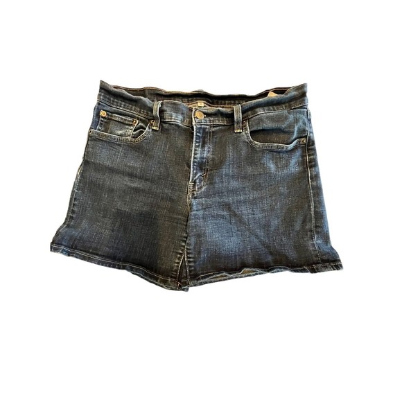 Levi's Shorts Womens Size 31 Mid Rise Denim Stretch Blue hemmed - Picture 1 of 4